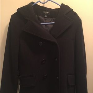 Women’s Wool hooded navy peacoat